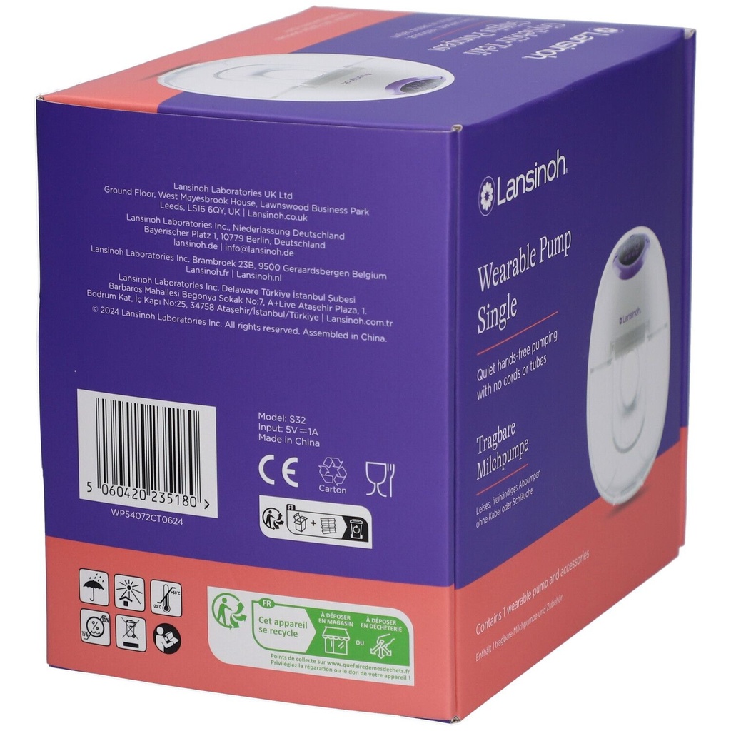 Lansinoh Wearable Pump - Single, Purple